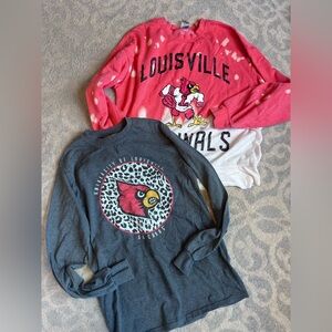 Bundle of 2 women’s small Louisville Cardinals Long Sleeve Shirts - Red and Gray